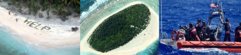Naufraghi su isola deserta si salvano scrivendo sulla spiaggia “HELP” fatto con foglie di palma