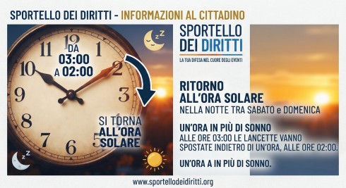 Torna l'ora solare: questa notte lancette indietro di un'ora