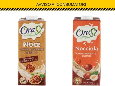 Allergene non dichiarato, Auchan, Coop e Simply richiamano bevande vegetali alla noce e alla nocciola OraSì per la possibile presenza di latte