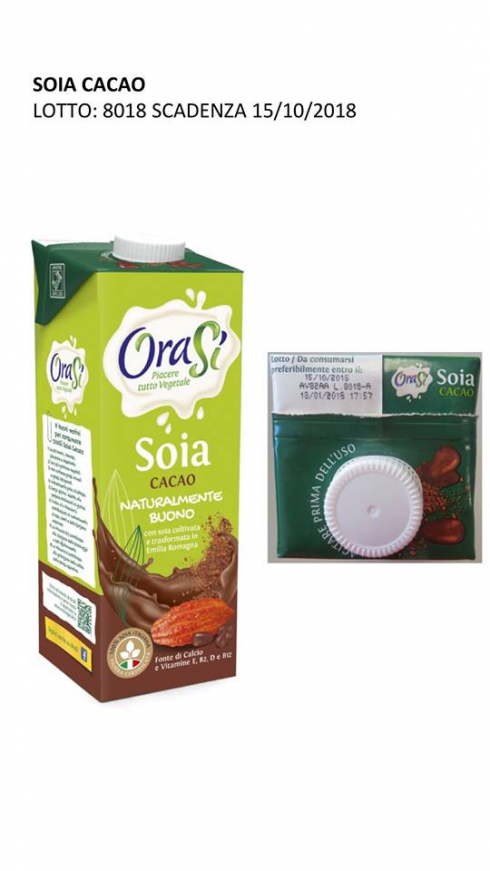 Nota a chiarimento: AVVISO AI CONSUMATORI: UNIGRÀ RICHIAMA 4 LOTTI DI BEVANDE VEGETALI ORASÌ