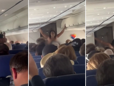 Passeggera impazzita di un aereo corre e urla nuda nella cabina – Il video
