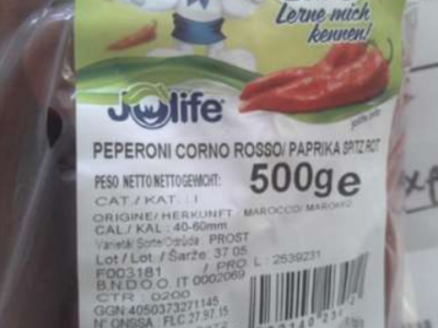 Pesticidi oltre i limiti, richiamati peperoni corno rossi ‘paprika spitz rot’ a marchio Jolife dal Marocco