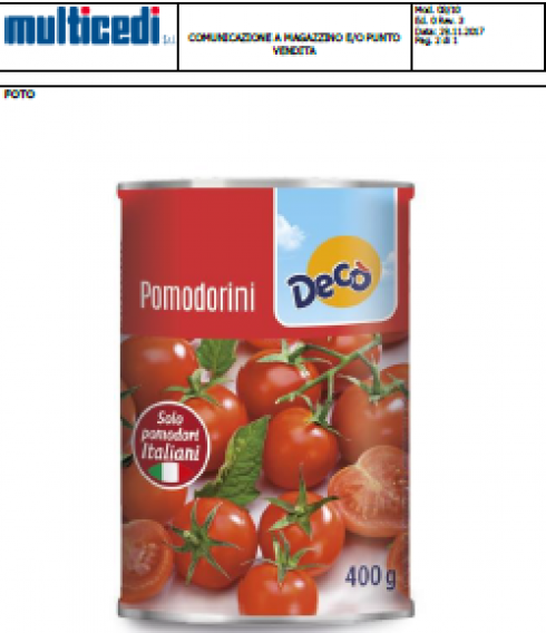 Fitofarmaco clormequat in eccesso nei pomodorini in scatola