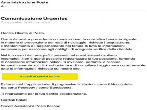 poste italiane post pay truffe