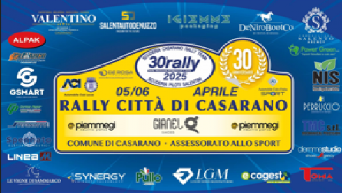 Rally Città di Casarano, appuntamento 5 e 6 aprile tra i muretti a secco delle strade del Salento