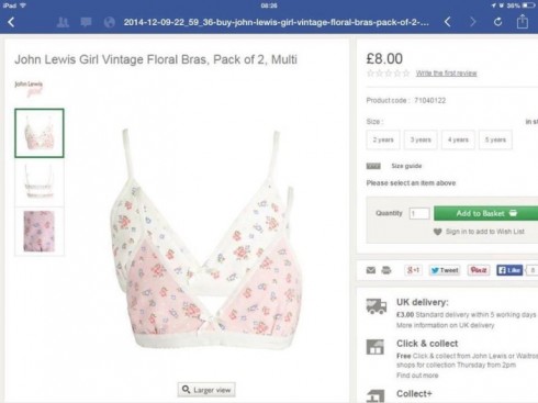 vendita reggiseni bambine