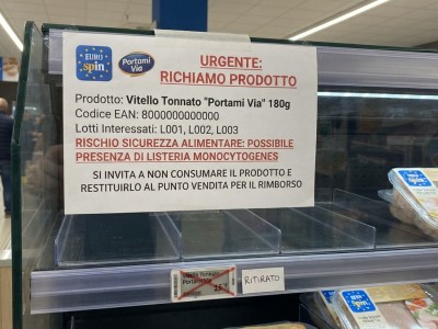Allerta Listeria: il Ministero della Salute richiama il Vitello Tonnato "Portami Via" venduto da Eurospin