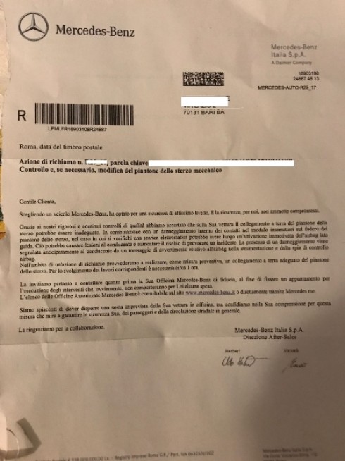 richiamo mercedes richiamo mercedes