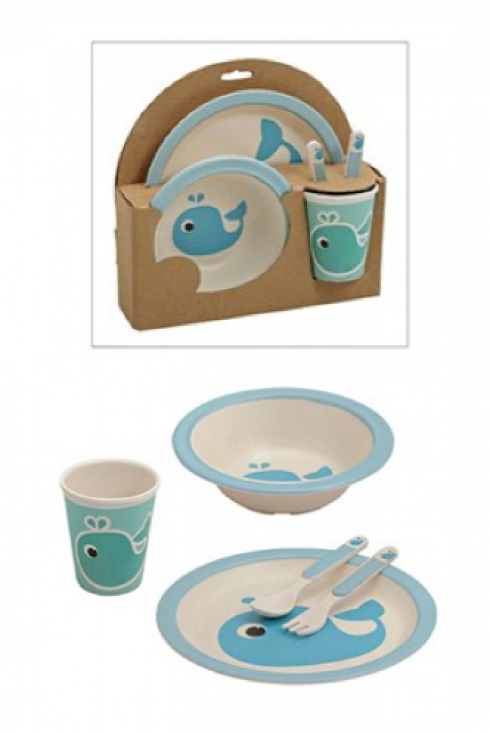 NaturaSì richiama set pranzo bambu azzurro.