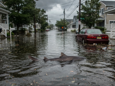 Scene surreali a Surf City: uno squalo avvistato tra le strade allagate in una zona residenziale del New Jersey - Video