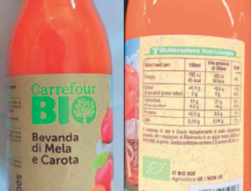 Frammenti di vetro nella bevanda bio &ldquo;mela carota&rdquo; Carrefour richiamata dalla vendita
