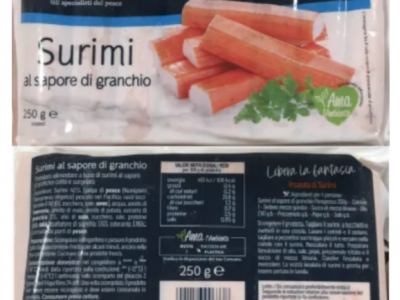 Surimi a marchio Panapesca richiamati per polifosfati non dichiarati