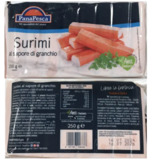 Surimi a marchio Panapesca richiamati per polifosfati non dichiarati