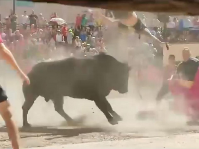 Spagna, turista entra in arena per sfidare il toro, viene incornato