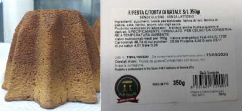 Allergene non dichiarato, Ministero della salute segnala richiamo torta di Natale Belli Freschi: possibile presenza di proteine del latte.