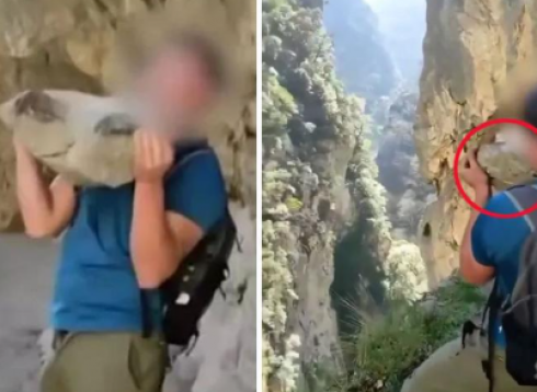 Rispetto per l’ambiente: un turista rischia una multa di 200.000 euro dopo aver lanciato un enorme masso da una scogliera in una gola in una famosa località turistica spagnola