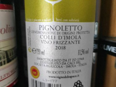 Allergene non dichiarato in etichetta nel vino Pignoletto DOP Colli d’Imola Vino frizzante 2022 Vigne del Rapace