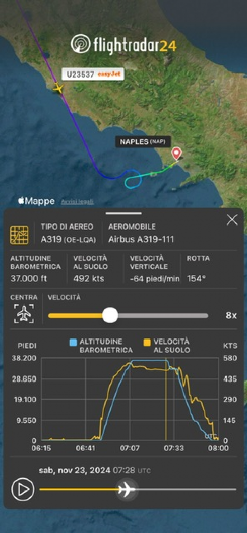 Volo easyJet Milano - Catania dirottato a Napoli
