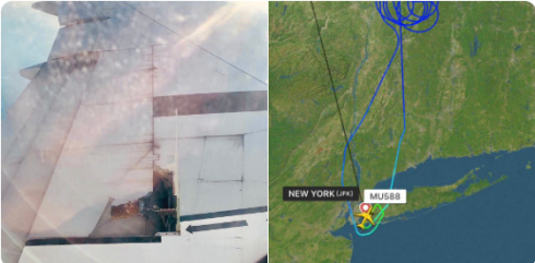 Dall'oblo vedono l'ala che si scoperchia, terrore tra i passeggeri a bordo del volo MU588 New York - Shanghai